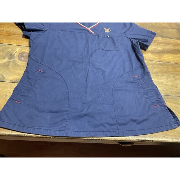Tokidoki by Koi Women's Scrub Shirt Top Navy Blue W/Pockets Size Medium - Picture 5 of 11